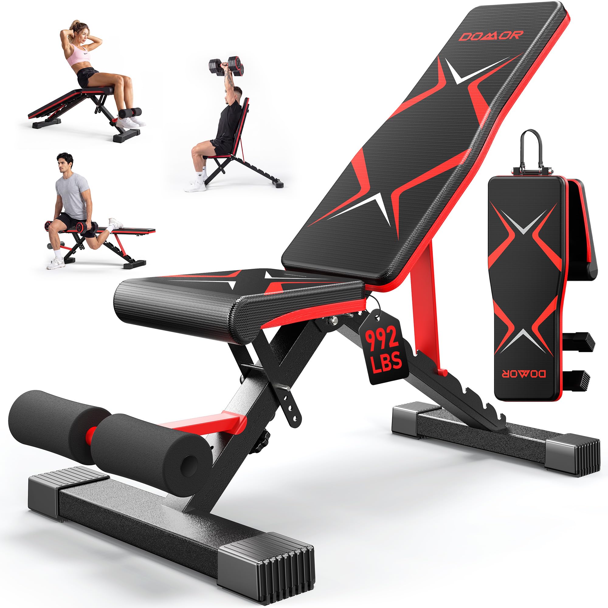 Banco de pesas ajustable, respaldos de 660 libras, banco de entrenamiento básico para gimnasio en casa, plegado rápido, banco de pesas estable para hombres y mujeres, pecho, hombros, brazos, músculos