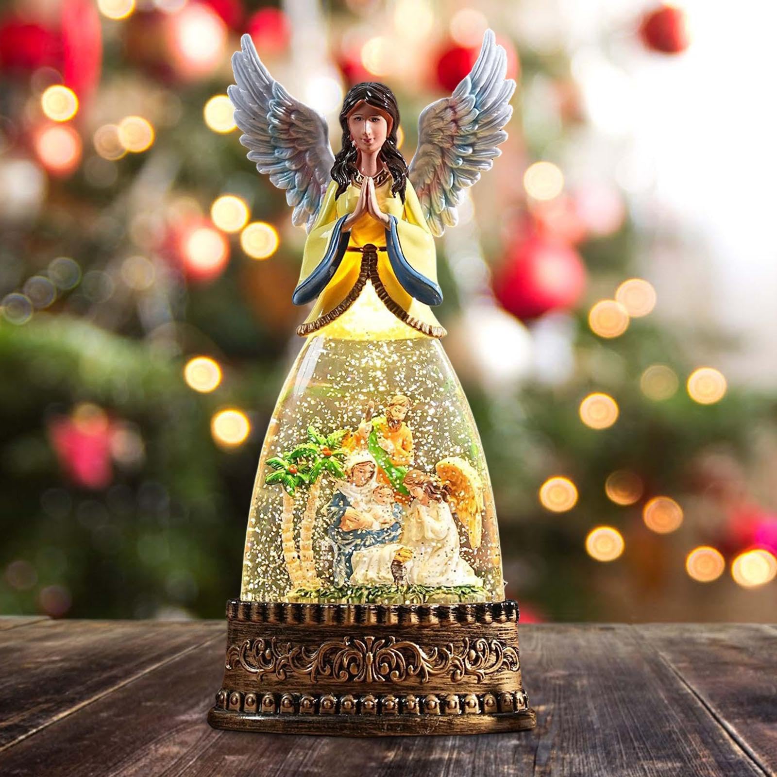 Bola de Nieve Musical navideña, Caja de música, Figura de ángel, decoración navideña Coleccionable, Adorno de Mesa para Fiestas, Style B
