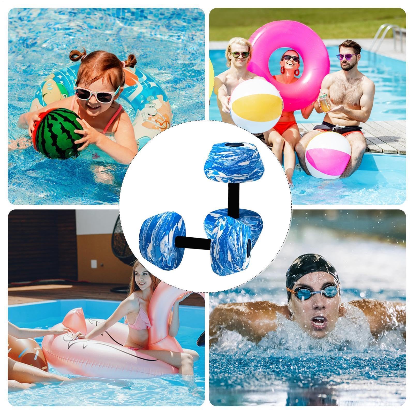 Manubri galleggianti per piscina – Confezione da 2 pesi ad acqua EVA ad alta densità, leggeri antiscivolo per esercizi acquatici, allenamento di nuoto in acqua, per adulti e bambini