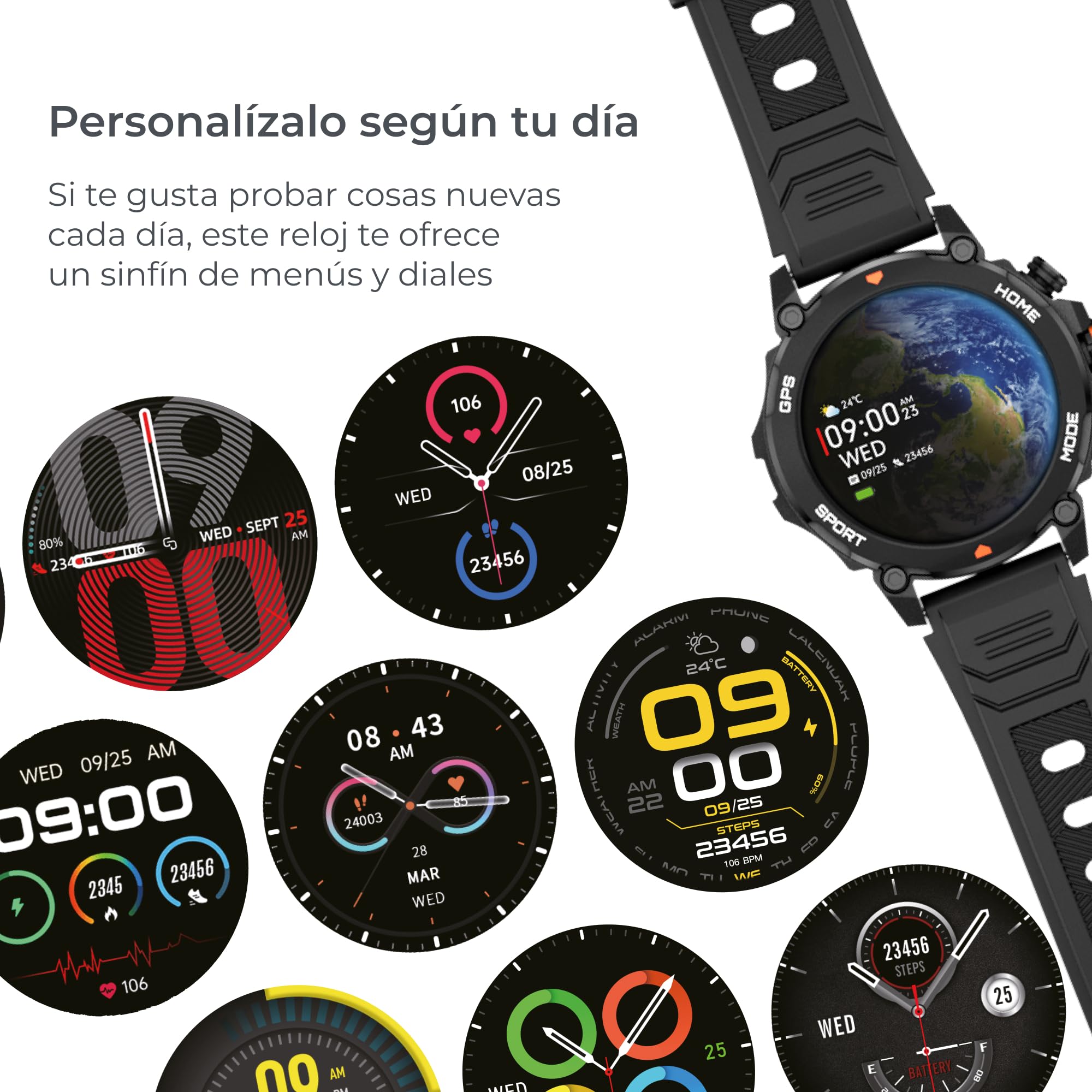 KSIX Explorer Reloj Inteligente Hombre Negro con Llamadas, Notificaciones, GPS, Pantalla Amoled 1,43'' Smartwatch Deportivo con Monitor de Salud, +100 Modos Deporte, Impermeable, para iOS Android