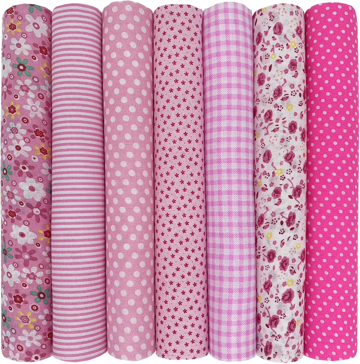 aufodara 7pcs 20” x 20” Cotton Fabric Squares Patchwork Bundle Making Supplies Quilting Weight 120 g/m² for Sewing Quilt DIY Artcraft Handwork (Red)