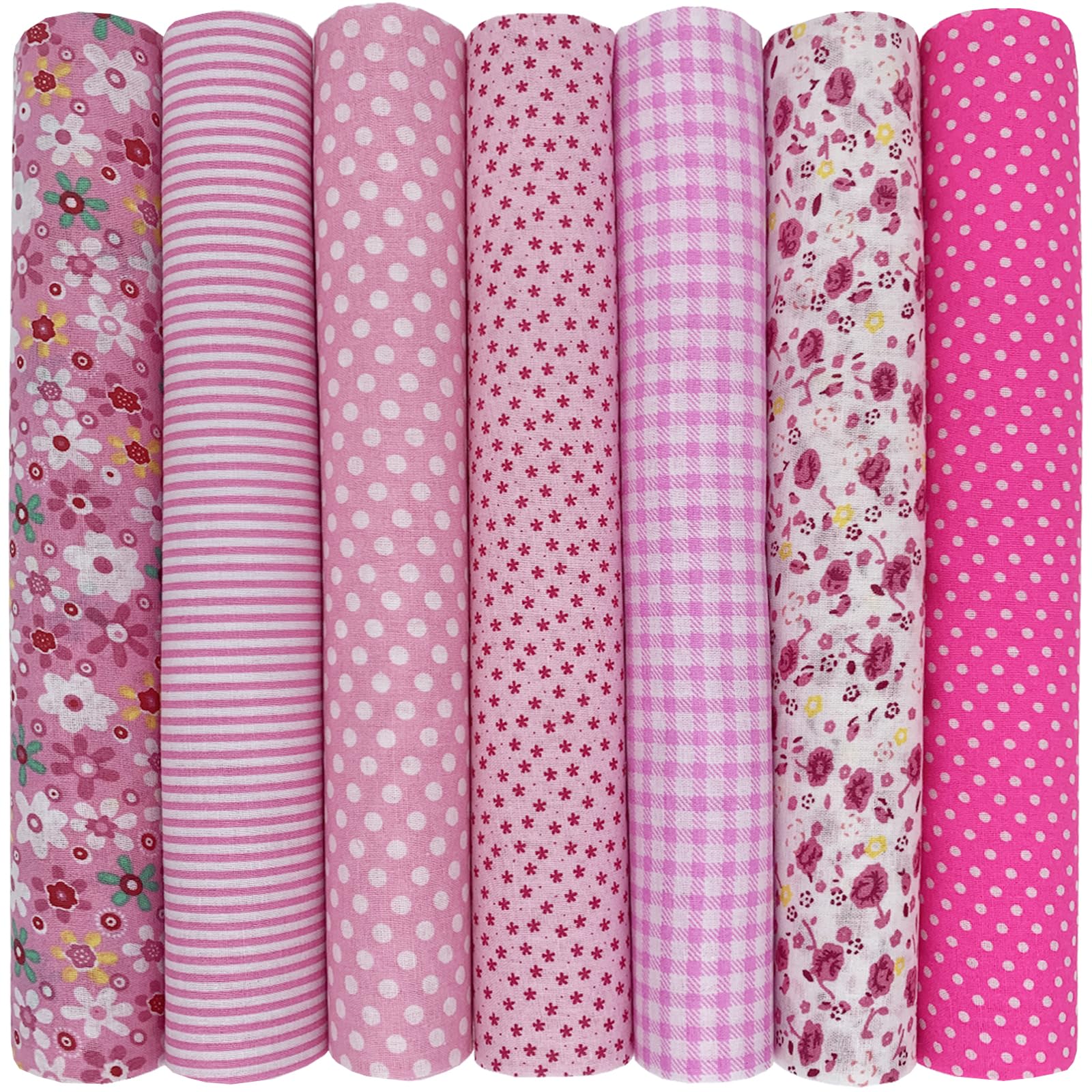 aufodara Baumwollstoff Patchwork DIY Stoffpaket 7 Stück 50 x 50 cm, Reiner Baumwolle Stoff, Stoffe zum Nähen, Quilten Basteln Handwerk Gewebe, vielfältige Mustern Quadrate Baumwolltuch