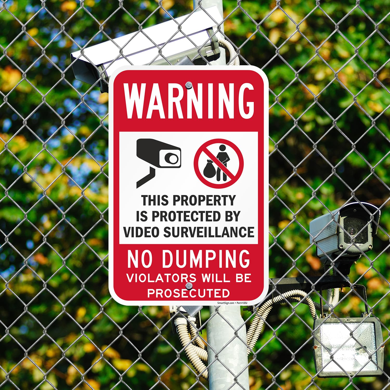 SmartSign "No Dumping - Video Surveillance" Warning Signs - Pack Of 4, 18x12 Inch Reflective Aluminum Signs