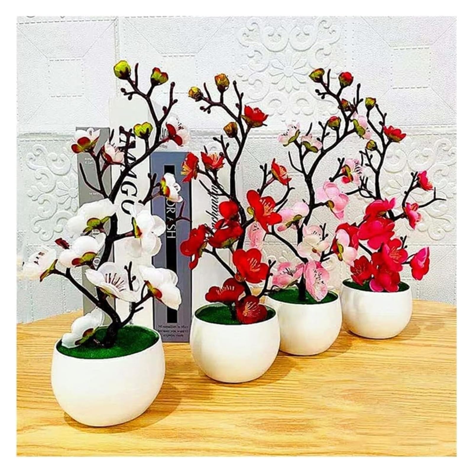 Sztuczne kwiaty z tworzywa sztucznego, 1 szt. Bonsai jedwabne kwiaty śliwkowe rośliny symulacja zimowa gałąź
