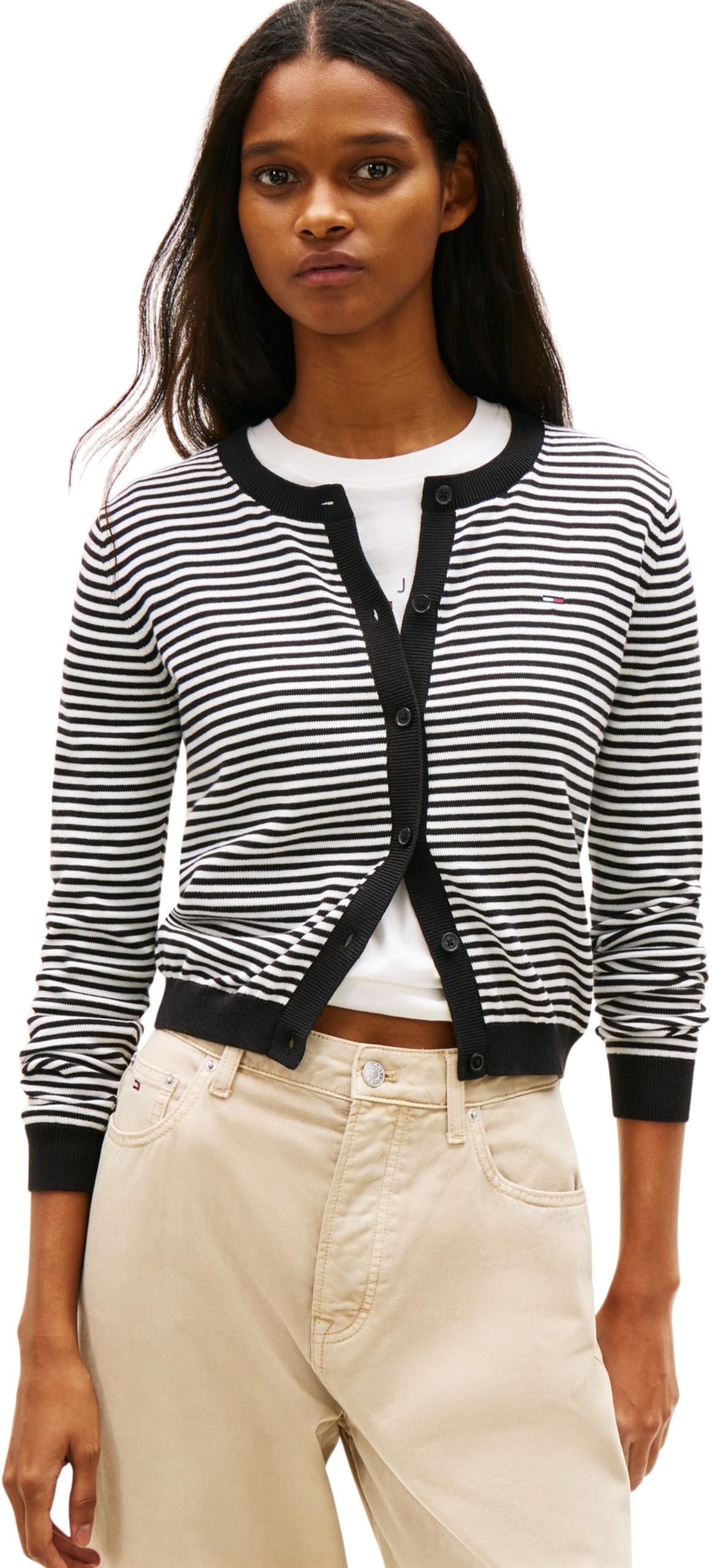 Tommy Jeans Chaqueta de Punto Mujer Cardigan Essential Crew Neck con Botones