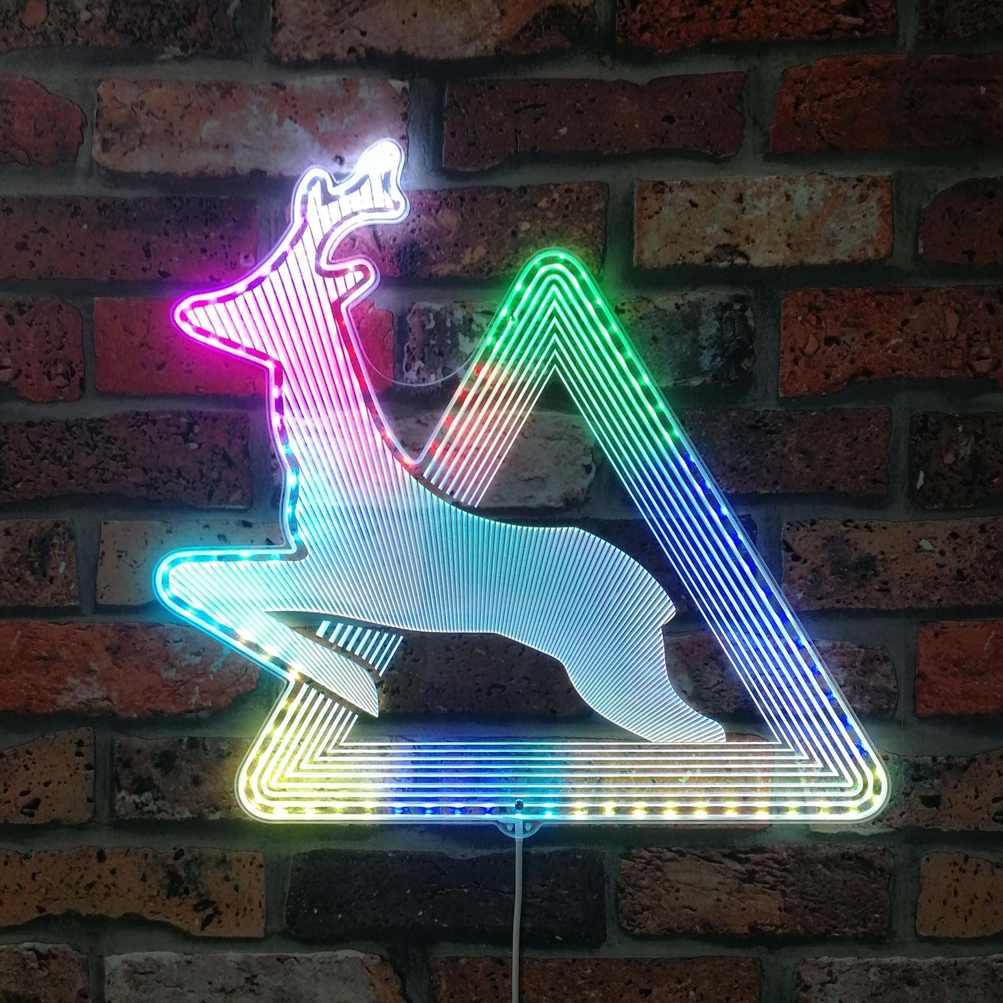 ADVPRO Beware of Deer Crossing Xing RGB Dynamic Glam LED Sign - Cut-to-Edge Shape - Smart 3D Wall Decoration - Multicolor Dynamic Signage st06s44-fnd-i0307-c โ image 1