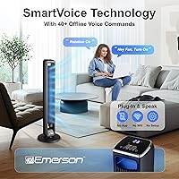 Vista 2 de Emerson SmartVoice - Ventilador de torre sin aspas de 29 pulgadas, sin conexión, más de 40 comandos de control de voz, sin aplicación, sin WIFI, sin