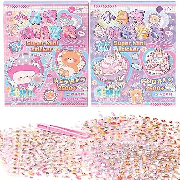 2 Sets Kawaii Stickers, PET Transparent Cartoon Cute Stickers Kawaii Scrapbooking Clipping Supplies Decorative Decals for Kids Journaling DIY Arts Crafts
