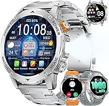 LIGE Smartwatch with 1000 mAh Battery, 1.75 Inches HD AMOLED Smartwatch for Men with Calls, LED Torch, Waterproof Pedometer IP68, 120 Fitness Tracker Modes, Android iOS Smart Watch Men (Silver)