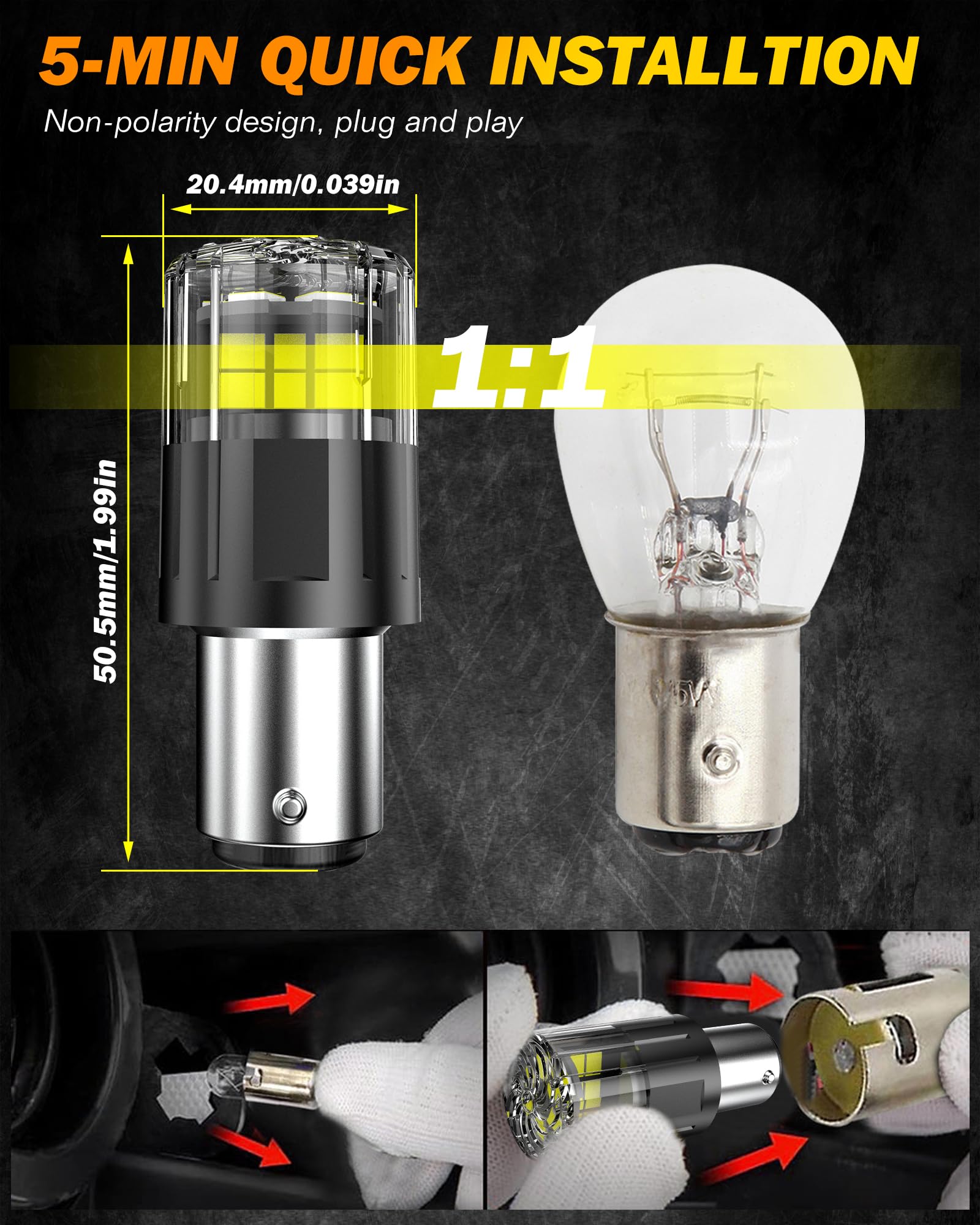 Bombilla LED P21/5W blanca, 3200 LM superbrillante, 12 V-24 V, 1157 BAY15D 380 P21/5W, recambio para luces de marcha atrás, freno, intermitentes, estacionamiento y luces diurnas, 1 par