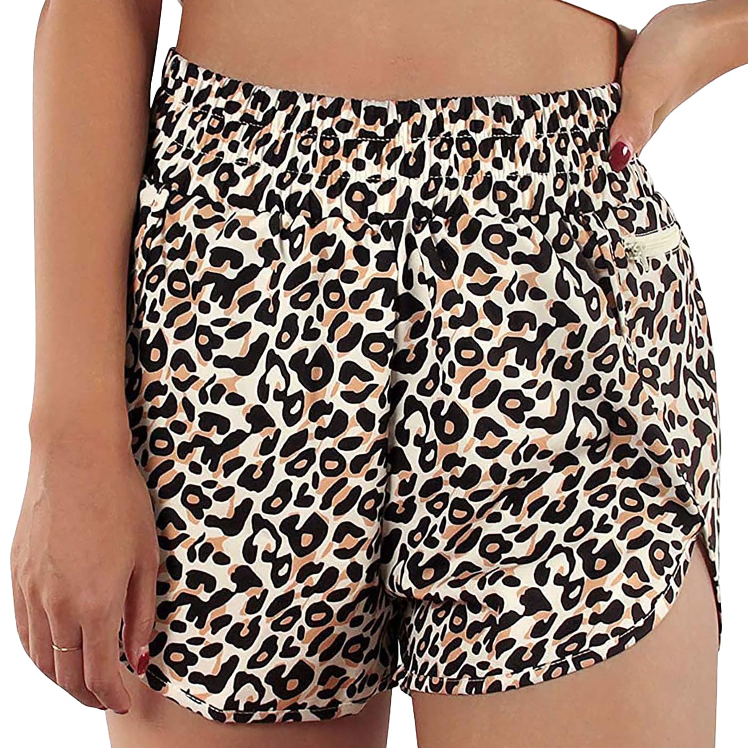Amazon | レディース ショートパンツ 大きいサイズ ヒョウ柄 豹柄