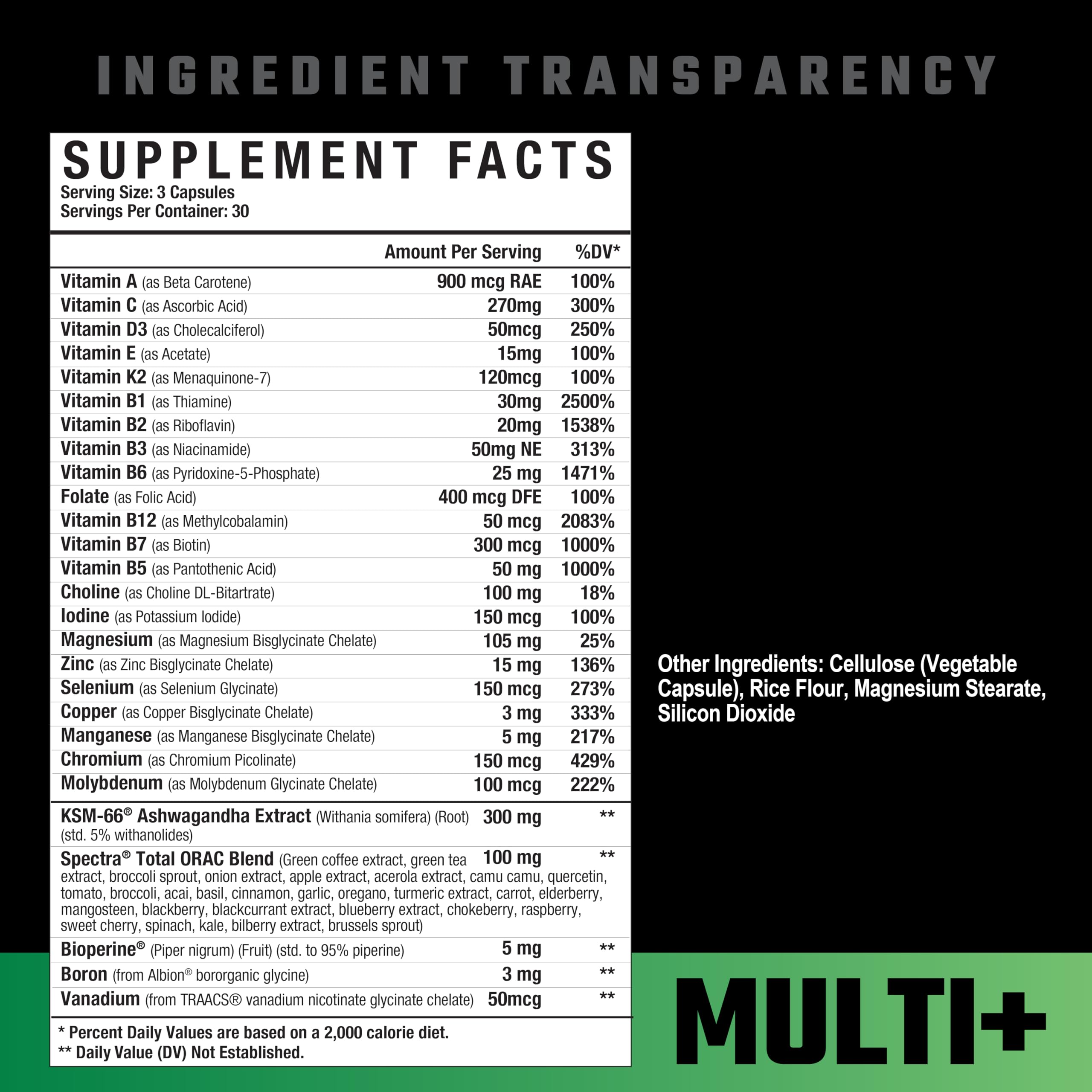 Axe & Sledge Multi Plus Multivitamin | 24 Bioavailable Vitamins & Minerals, Ashwagandha | Multivitamin for Women and Men for Daily Nutritional Support | 90 Capsules, 30 Servings — Amazon image 2