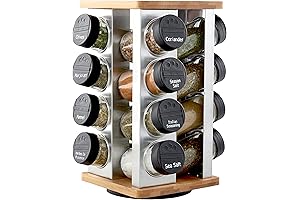 Kamenstein 16 Jar Revolving Spice Rack Organizer with Spices and Free Refills