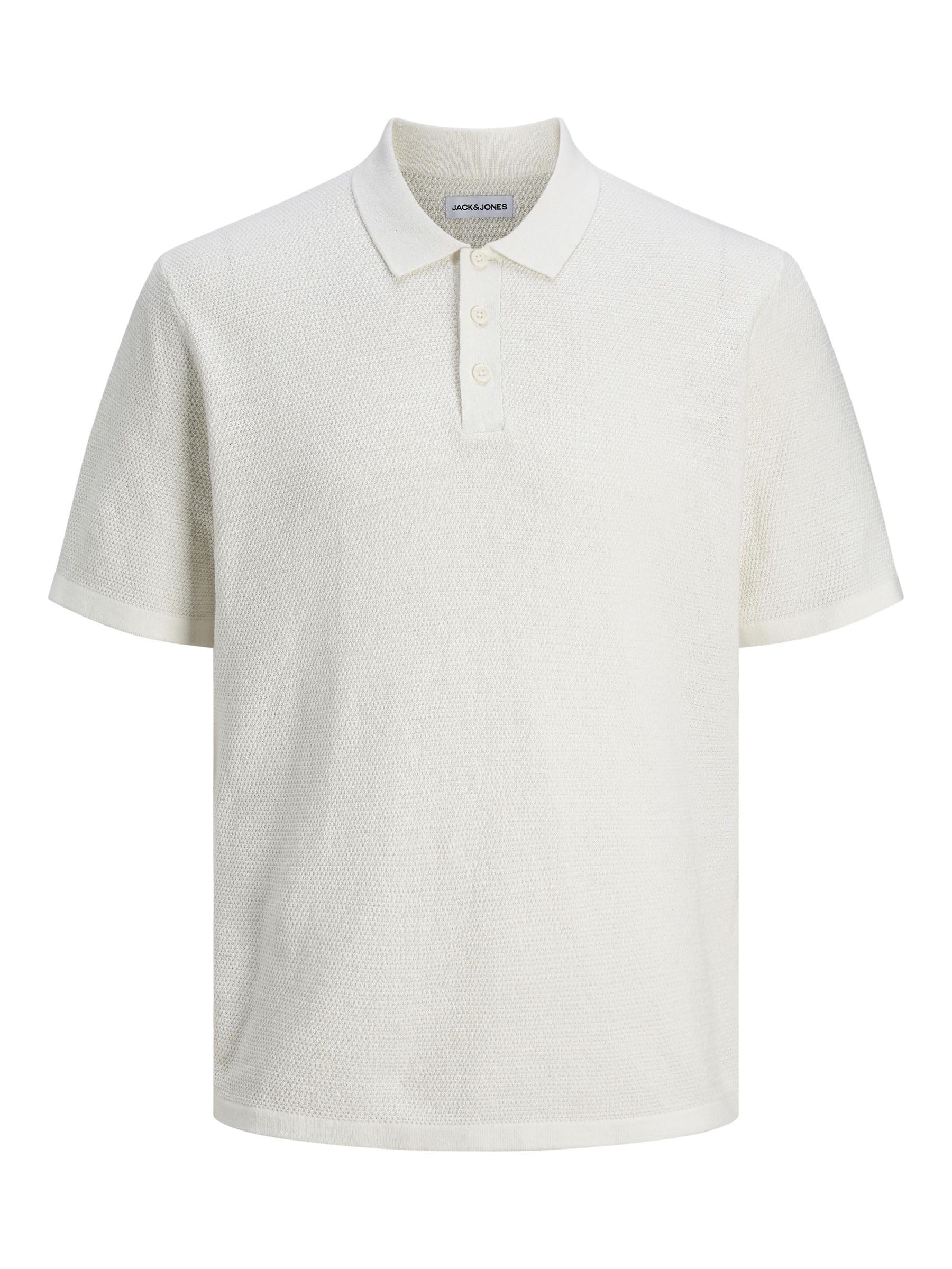 JACK & JONES Male Polo Shirt Plain Polo Shirt, Cloud Dancer, XL