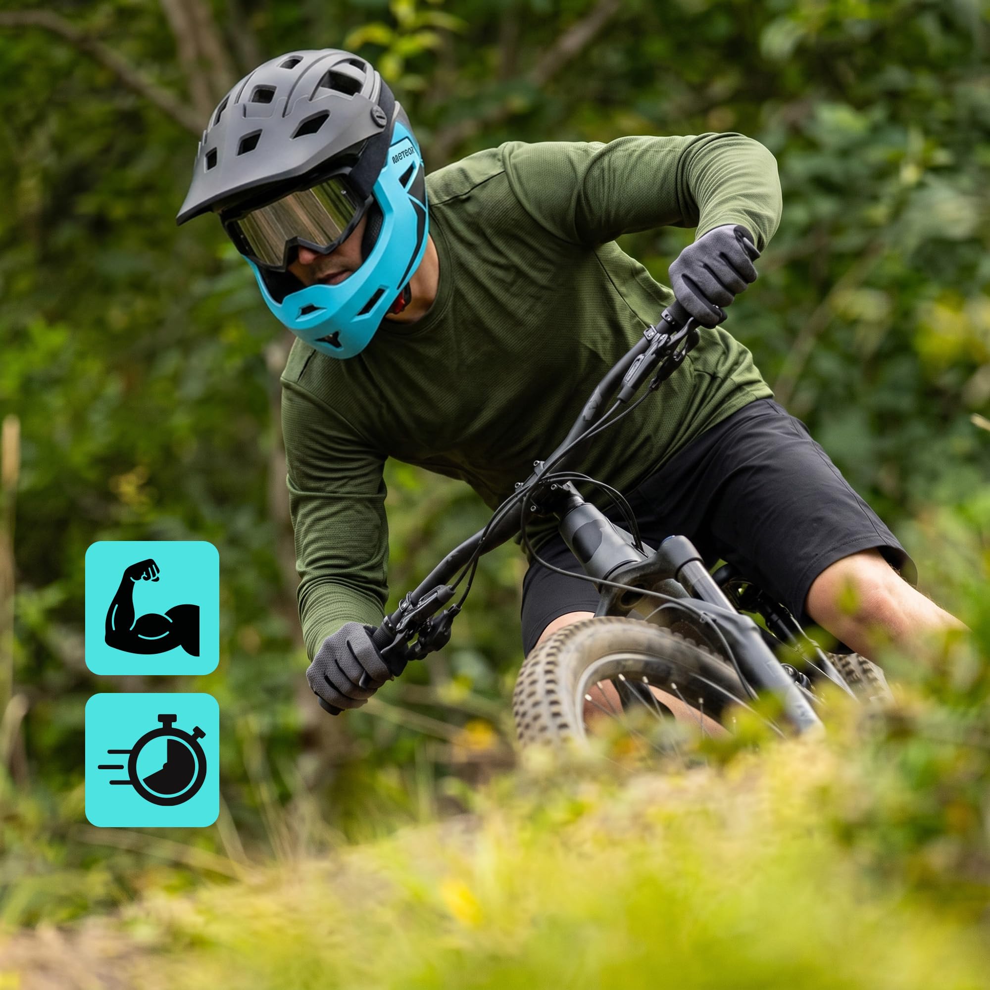 meteor Kask rowerowy full face 2w1 odpinana szczęka dla dzieci i dorosłych | Hydra 2 w 1 z odpinaną szczęką - kask rowerowy full face dla dzieci i dorosłych - EN 1078, lekki - rozmiary S M L
