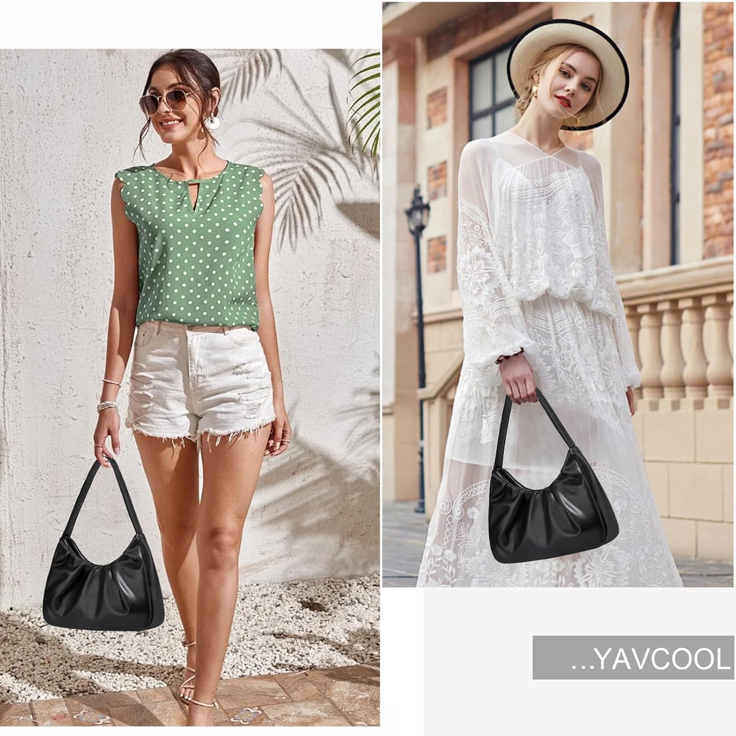 YAVCOOL Small Shoulder Bags for Women Retro Classic Hobo Bag Shoulder Purse Handbag Trendy Underarm Purse - Image 2