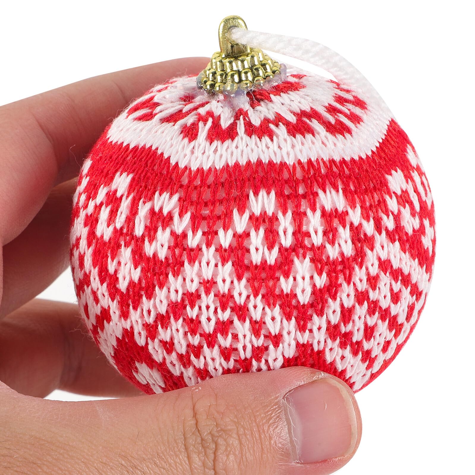 Bolas de Navidad Colgantes Rojas Pequeñas 12 Piezas Adornos Navideños Tejidos de Tela y Poliéster para Decoración del Árbol y Ambiente Festivo en Hogar Oficina o Aula