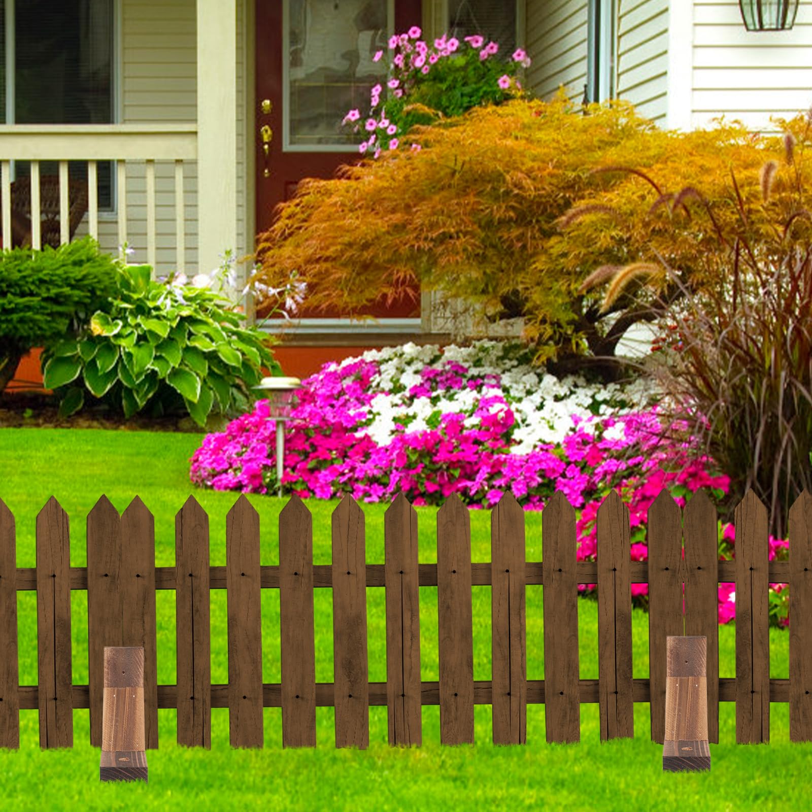 Sosoport Garden Fence Bases Set including Fixing Holes for Stable Lawn Fence Support Outdoor Privacy Screening Wood Base Kit - Image 4