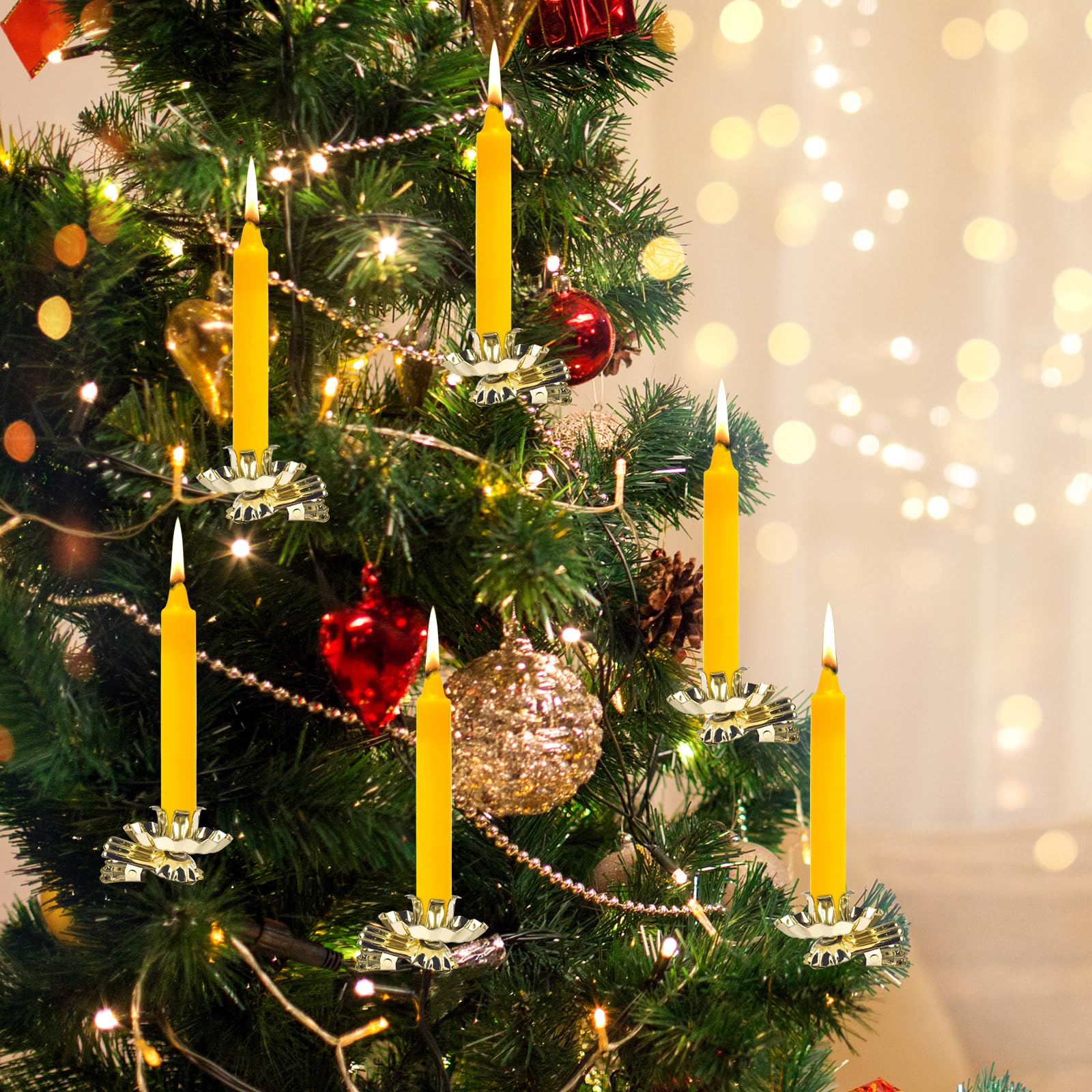 20 Stück Baumkerzenhalter Aus Metall - Vintage Clip-Kerzenhalter Für Weihnachtsbaum & Deko | Gold, Mit Tropfschutz & Verstellbarem Winkel