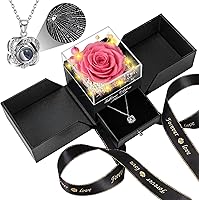 Vista 14 de Rosa preservada real a multicolor y collar con frase “te amo”, flores eternas, regalo de cumpleaños para mujer, mamá, esposa, novia, abuela, en San