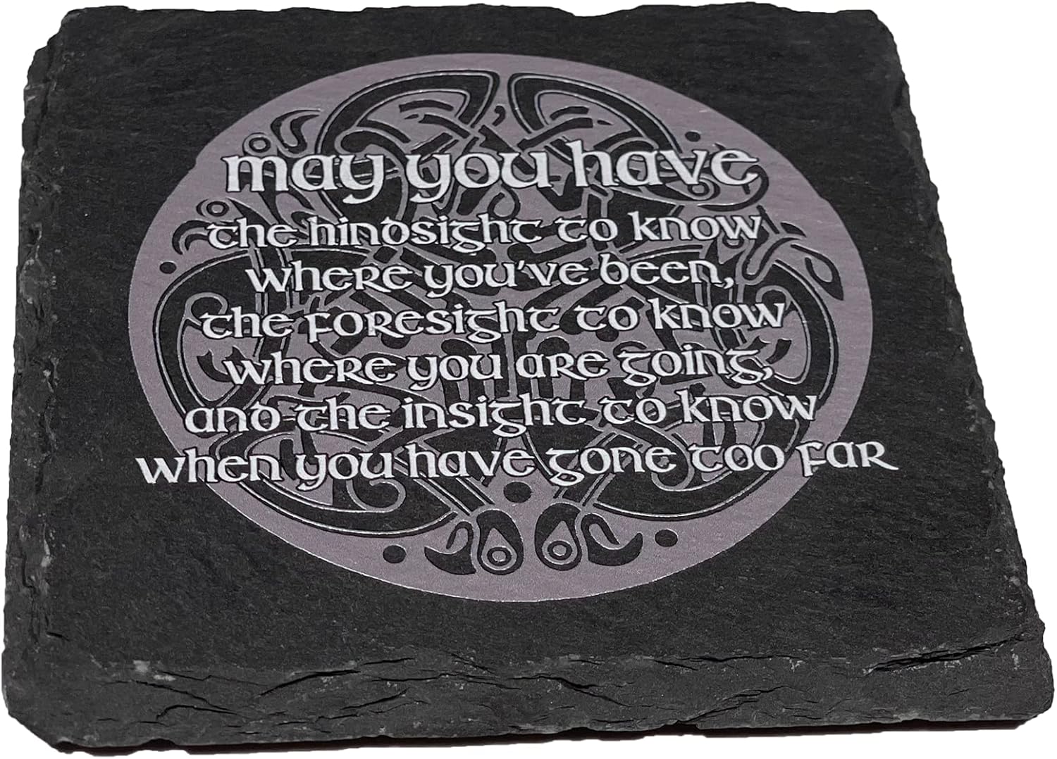 Traditional Irish Slate Drink Coasters Set of 4 Printed with Old Irish Phrases and Sayings by Lifeforce Glass