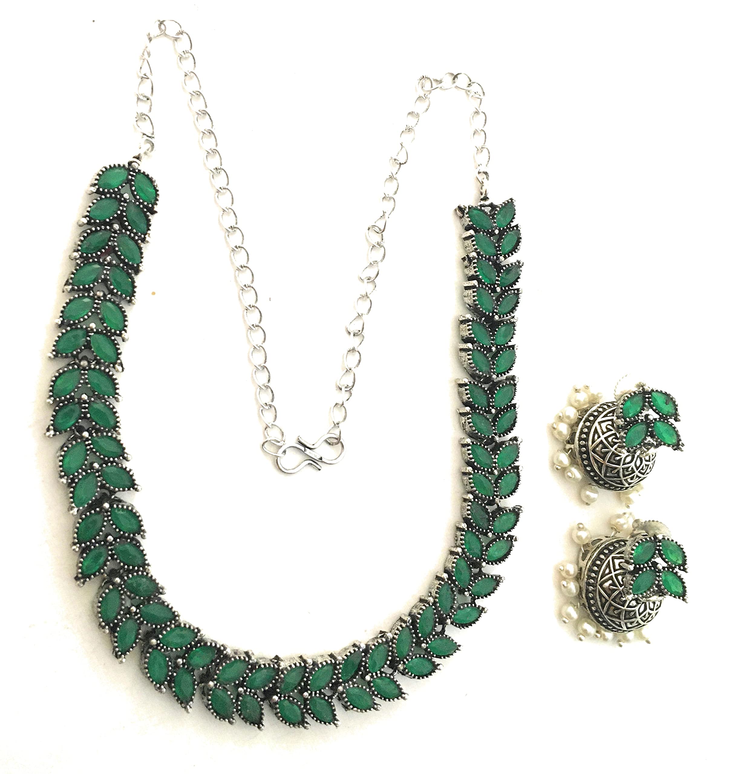 See full amazon price history chart for Sasitrends Trendy German Silver Oxidised Marquise Shaped Stone Leaf Pattern Necklace Jewellery Set with Jhumka Earrings for Women & Girls Sasitrends Trendy German Silver Oxidised Marquise Shaped Stone Leaf Pattern Necklace Jewellery Set with Jhumka Earrings for Women & Girls (B09VHBYNLS) Amazon Price History, Amazon Price Tracker