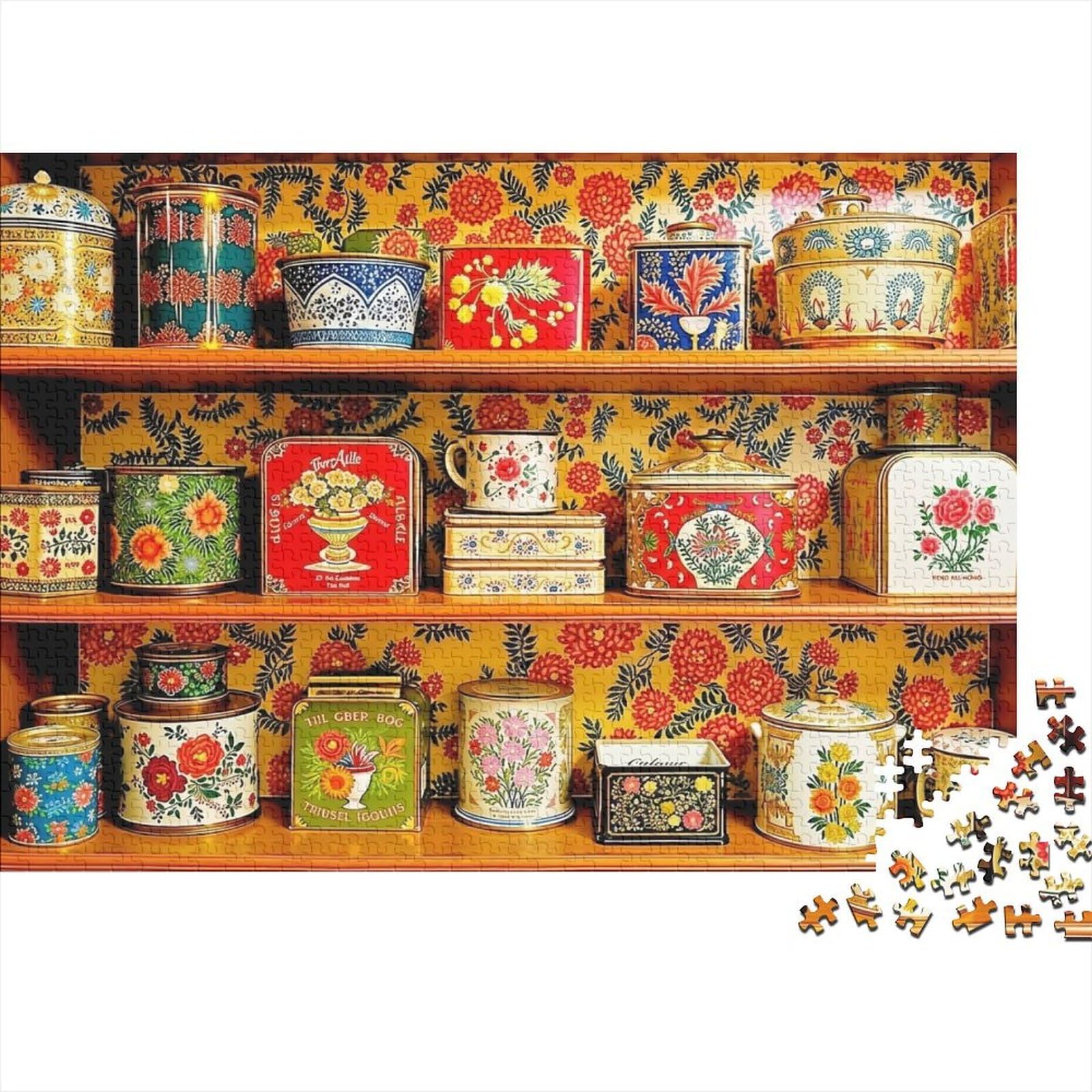 Painted Tin Boxes Jigsaw Puzzle for Adults 1000 Piece Jigsaw Puzzle Paper Shelf Pattern Home Relaxation Gift 70x50cm/1000pcs โ image 1