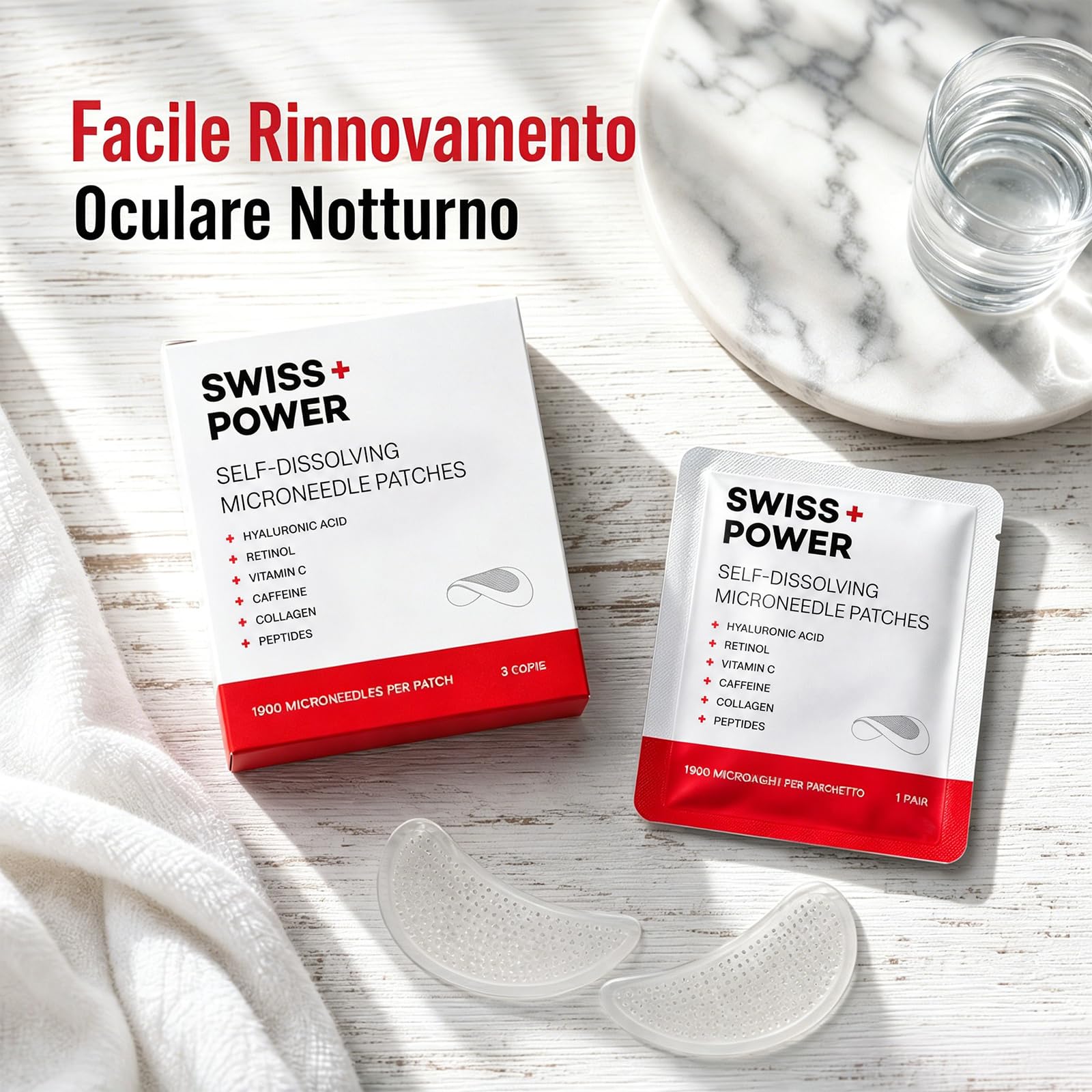Swiss Power Patch Occhi con Microaghi, 2026 Nuovo Swiss Power Cerotti Occhi Antirughe, Maschera Occhi per Occhiaie e Borse, Siero Energizzante per Occhiaie e Gonfiore, Linee Sottili, Rughe (6)