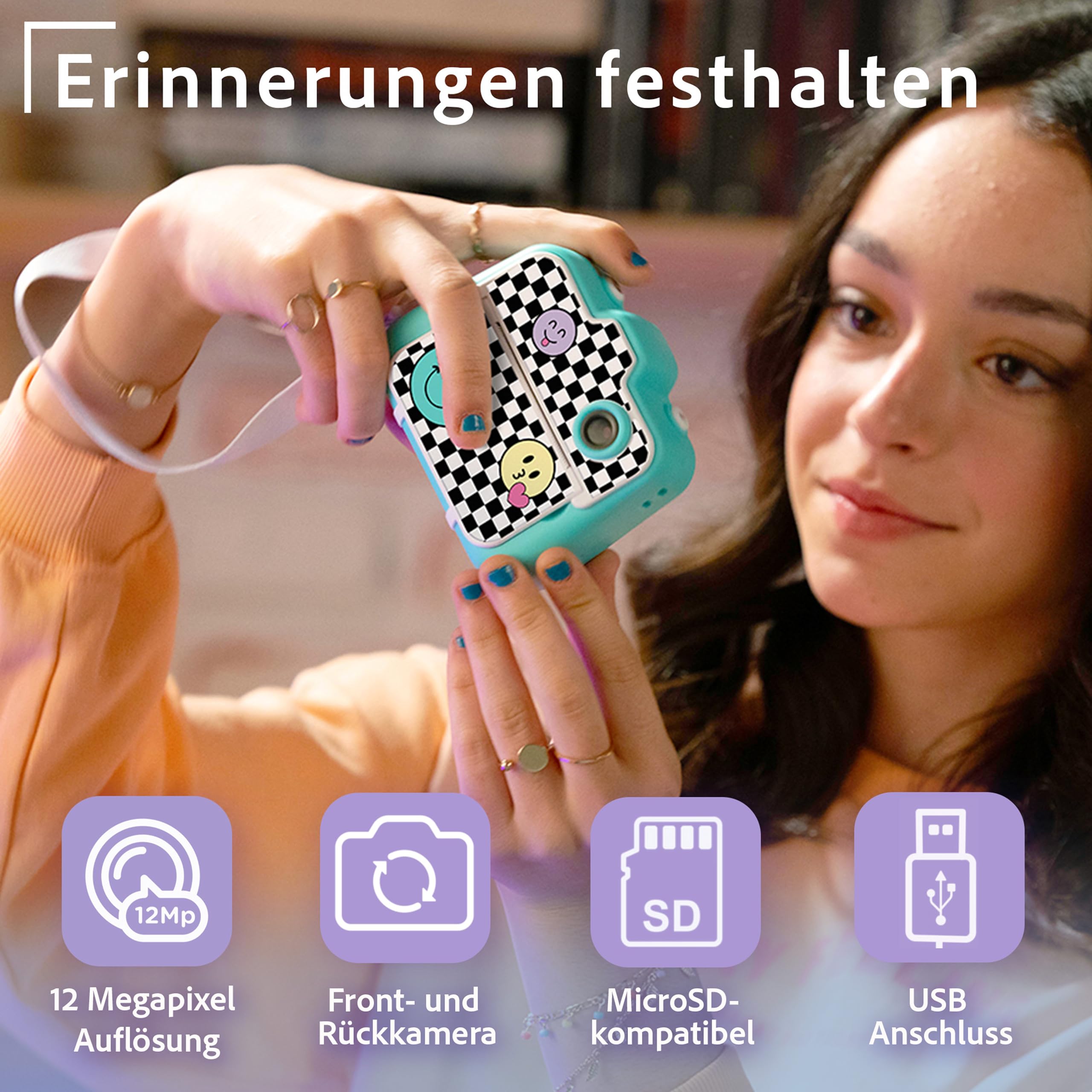 Canal Toys Photo Creator 3-in-1 Sofortbildkamera Türkis Selfie- und Videokamera Geschenkkamera Kinder ab 8 Jahren 250 Aufnahmen