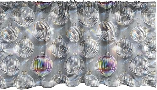 Miniatura 36 de Ambesonne Cenefa de Ventana Natural, Adorno de Estilo Escandinavo con Árboles Desnudos y Pájaros, Cenefa de Cortina para Decoración de Cocina y