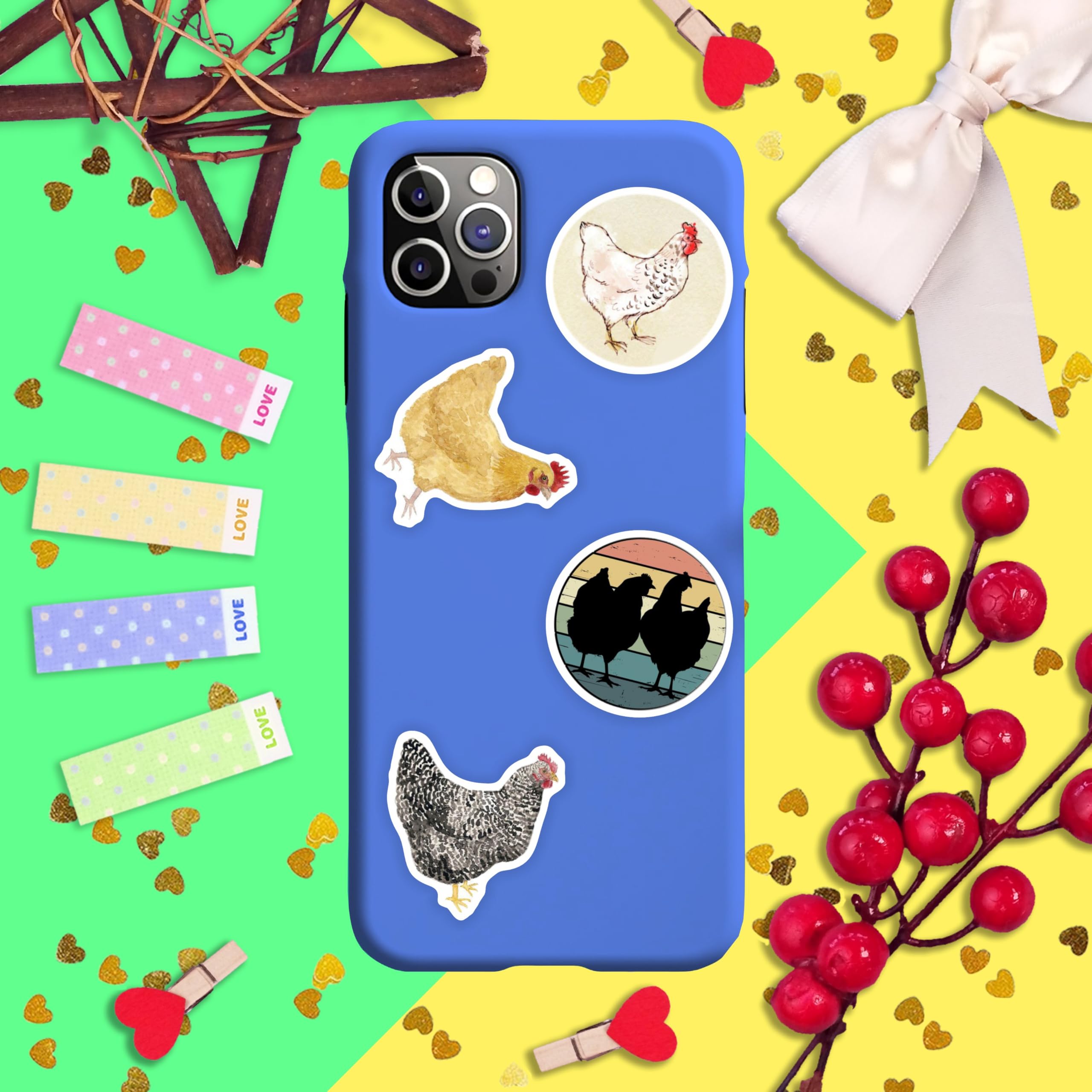 Adesivi con Galline per Bottiglie d'Acqua e Laptop - Favors e Decorazioni a Tema Fattoria - Chicken Stickers