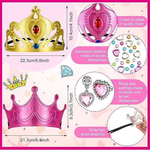 Miniatura 2 de 36 coronas de espuma para niños, tiaras de princesa, coronas a granel, joyería a granel, calcomanías de diamante de cristal, corona de rey, aretes