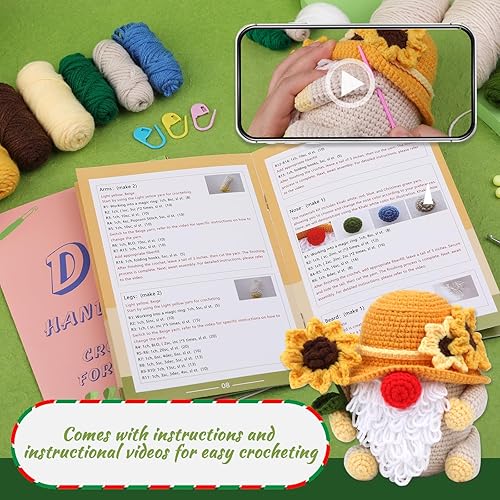 Miniatura 3 de SOCNITC Kit de ganchillo para principiantes, kit de tejido con tutoriales en video paso a paso, kit completo de inicio de ganchillo para adultos