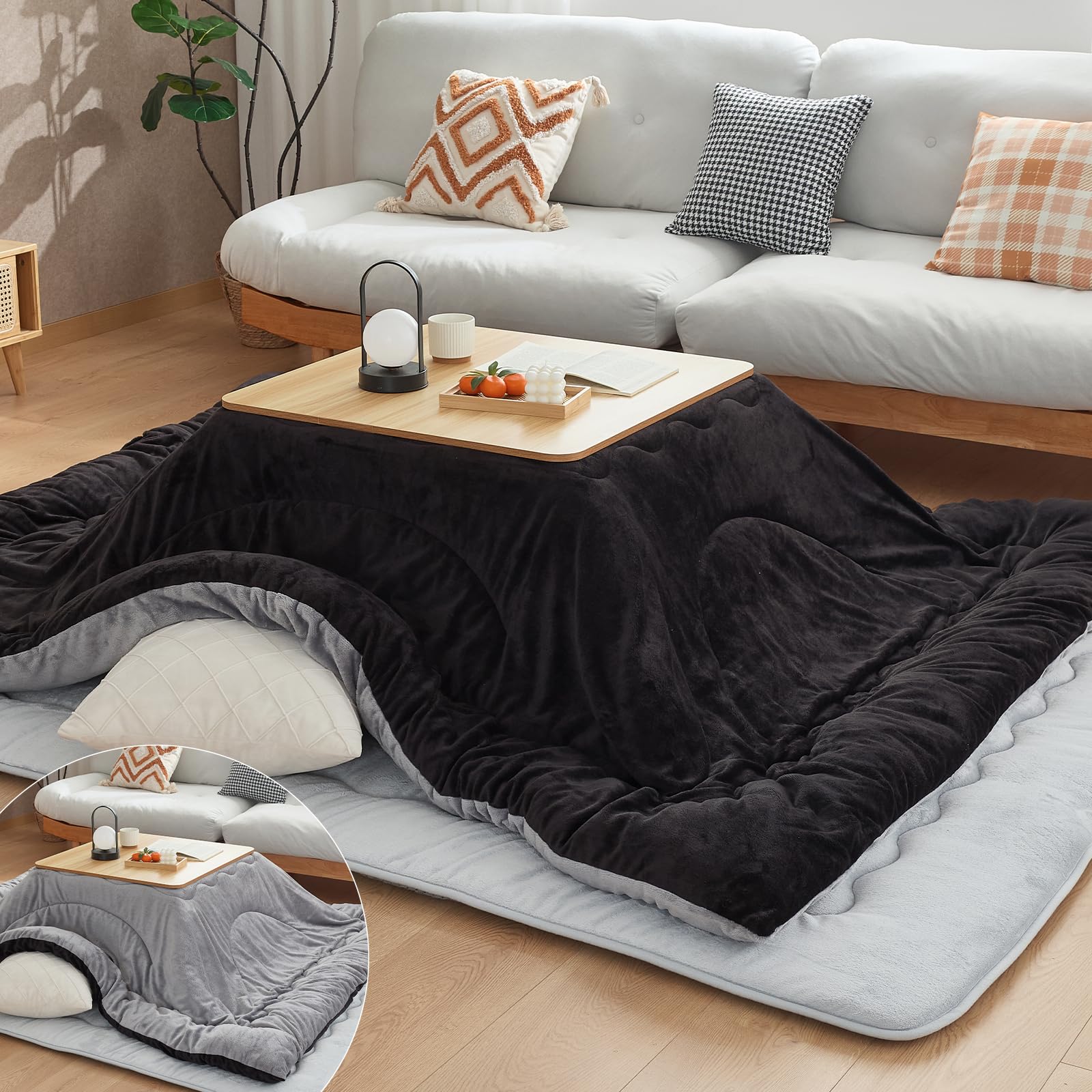 北欧　moz あったか　こたつかけ布団　長方形　190×240cm グレー　新品 Amazon｜こたつ布団 長方形 190×240cm 厚手 冬用 あったか ふわふわ