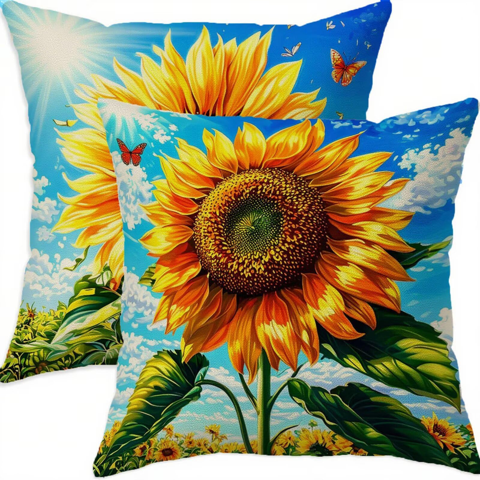 Housses coussin 70x70 imperméables finies les taches de pluie lot de 2 lin canapé