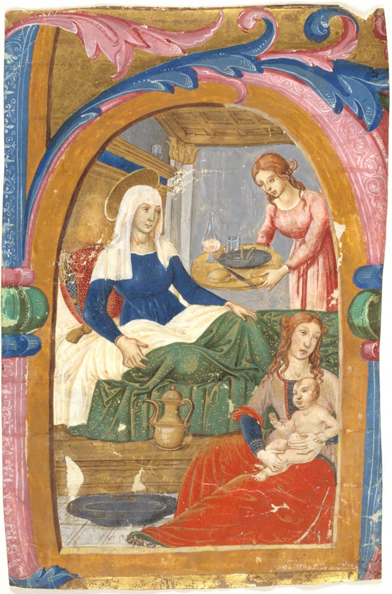 POSTERIIk Famous Animal Posters Vintage Picture the Birth of the Virgin in an Initial by Domenico Ghirlandaio Modern Wall Decor for Home Decor 60x90cm