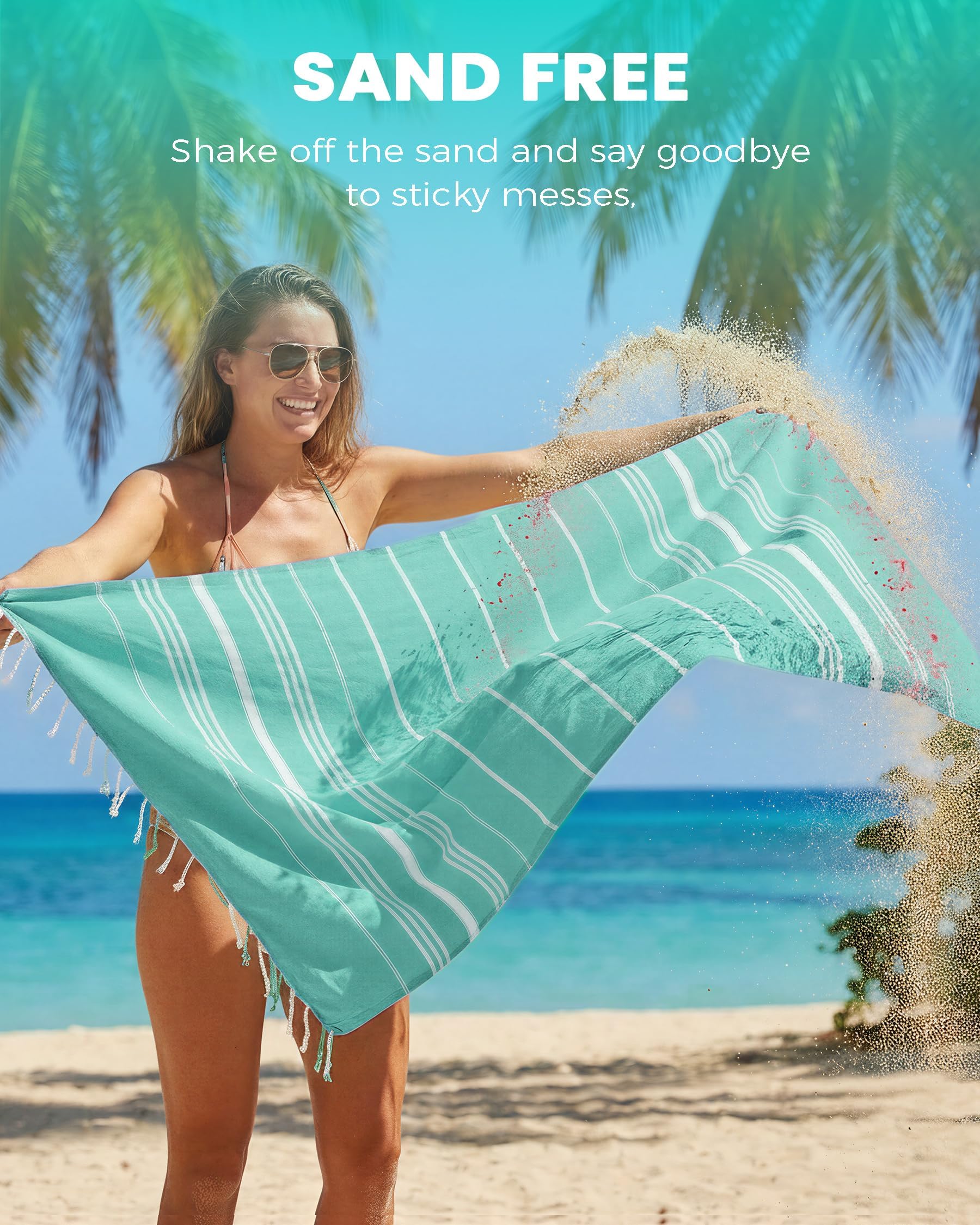 Türkische Strandtücher aus Baumwolle, schnell trocknend, sandfrei, weich, saugfähig, für Erwachsene, übergroßes Bad, Pool, Schwimmen, lang, breit, gestreift, Handtuch, Sound, Wolke, Leinen, sandfrei,
