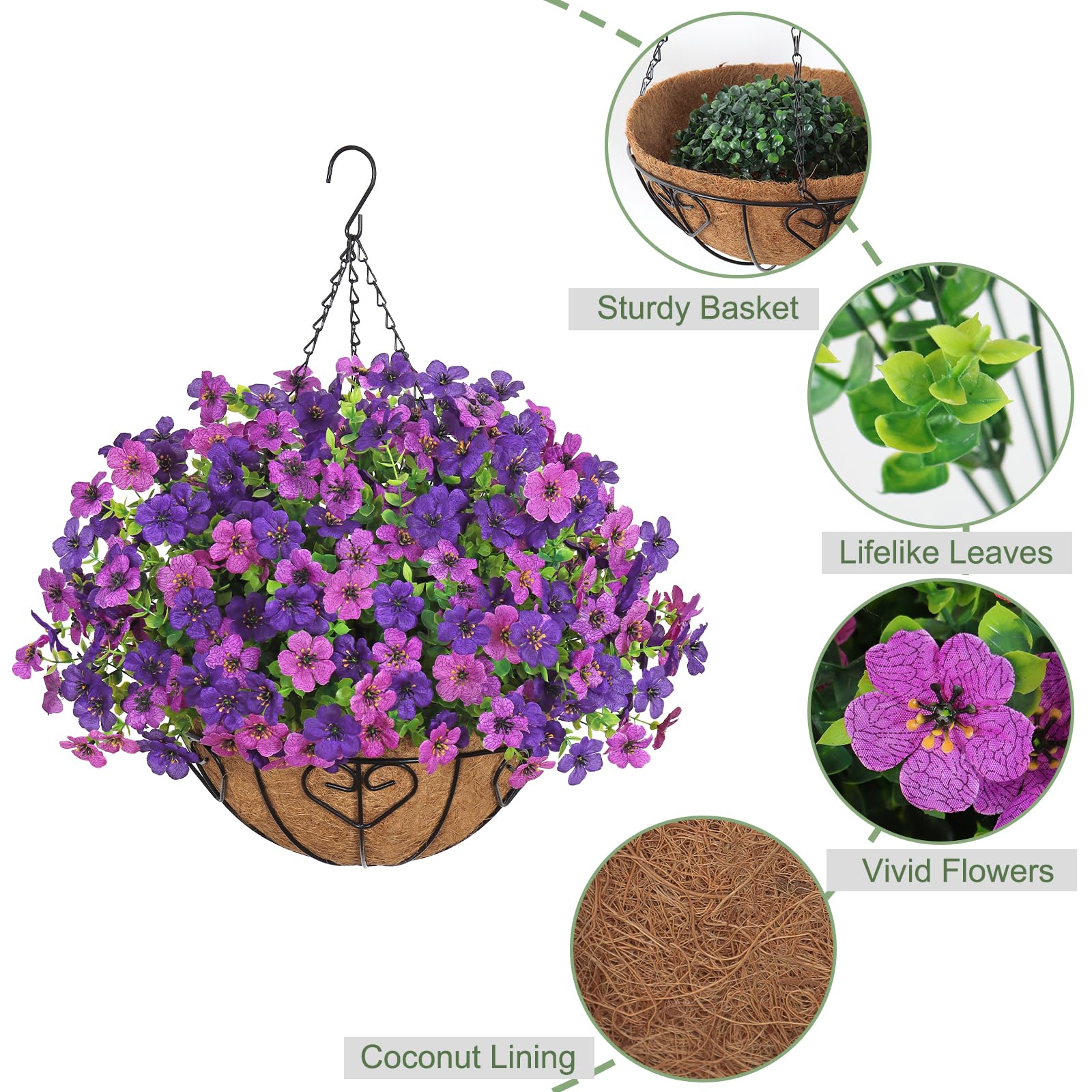 Weldomcor 2 Sets aus Seidenblumen, Blumenpflanzen, DIY, Kette, Hängekorb, Blumentopf, mehrfarbig, künstliche Blumen für Salon, Garten, Hochzeit, Terrasse, Veranda, Deck, Hof, Dekoration, 2 Farben