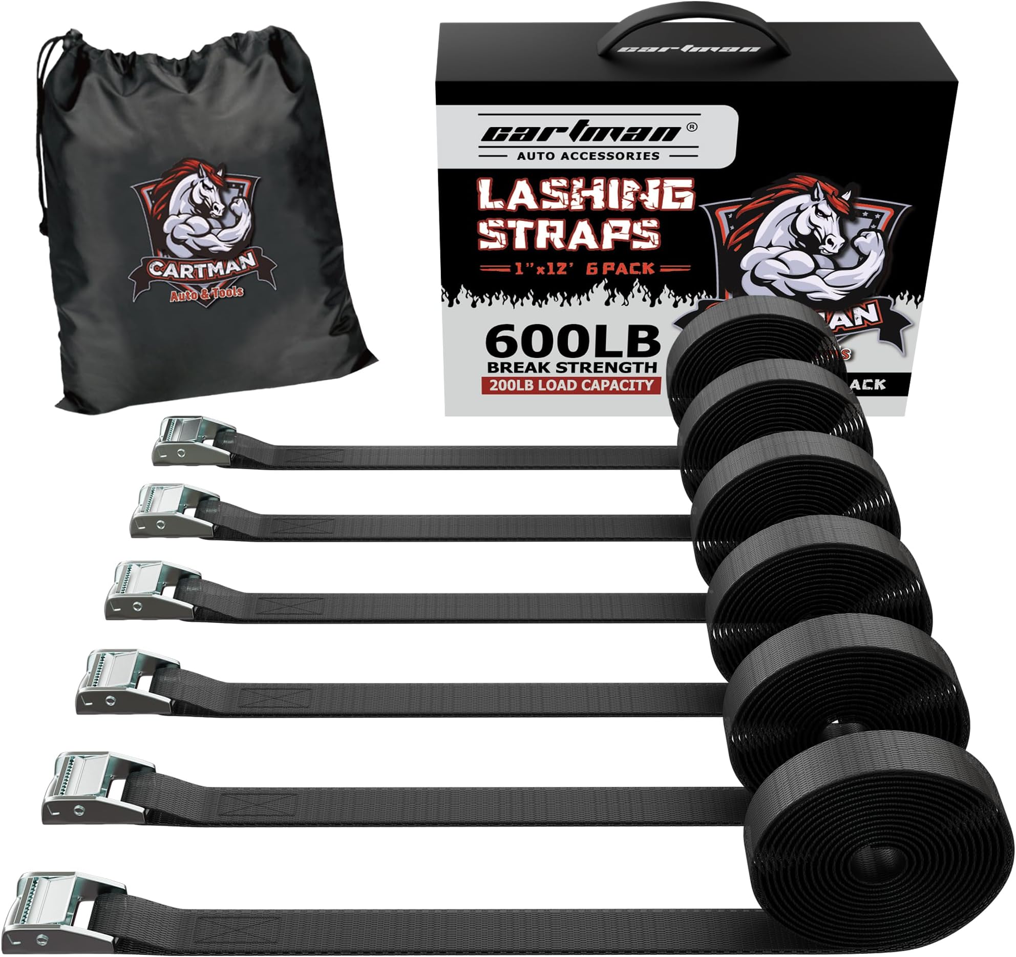 WildXplorer Rooftop Cargo Tie Down Hook Straps for Securing