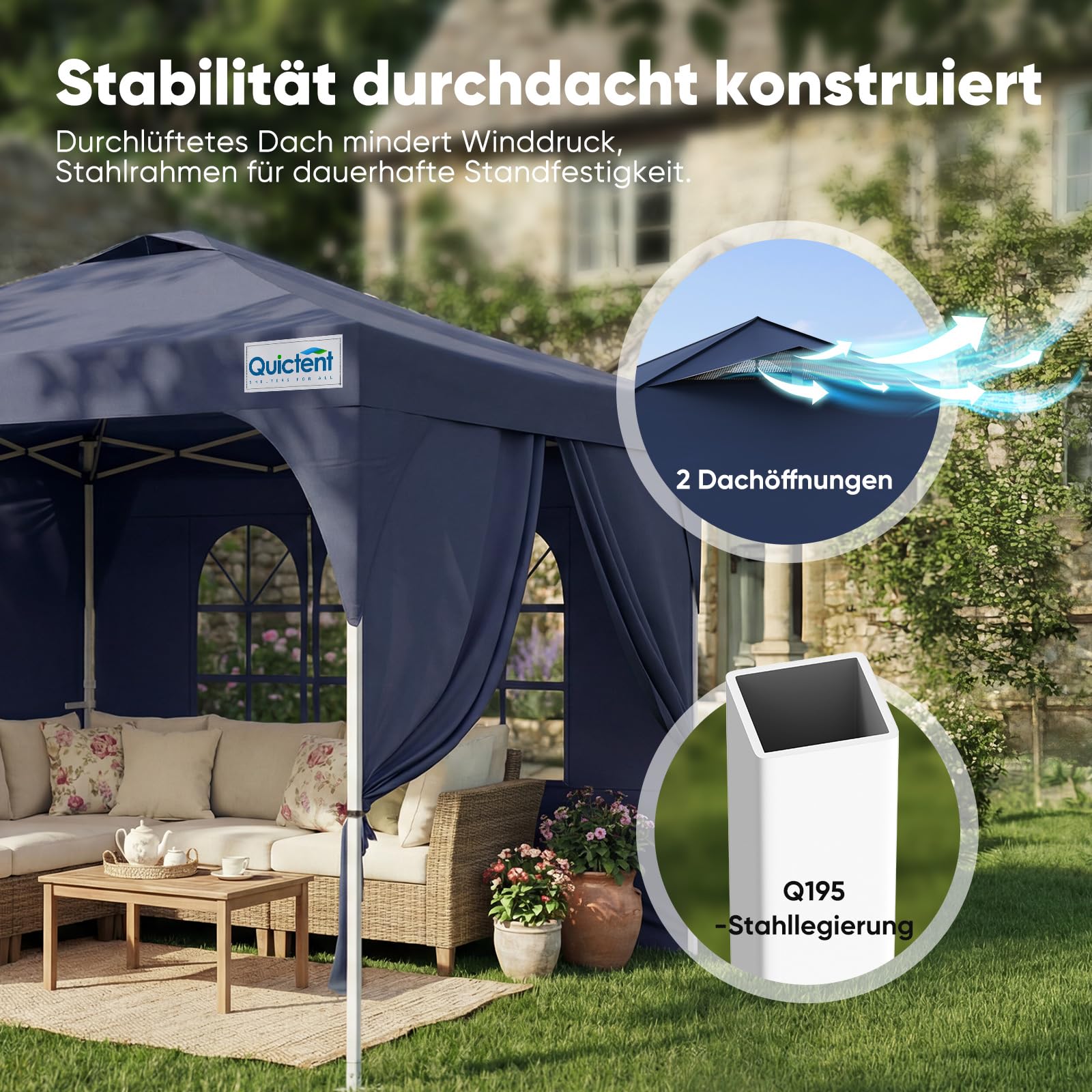 Quictent Faltpavillon 3x3m wasserdicht