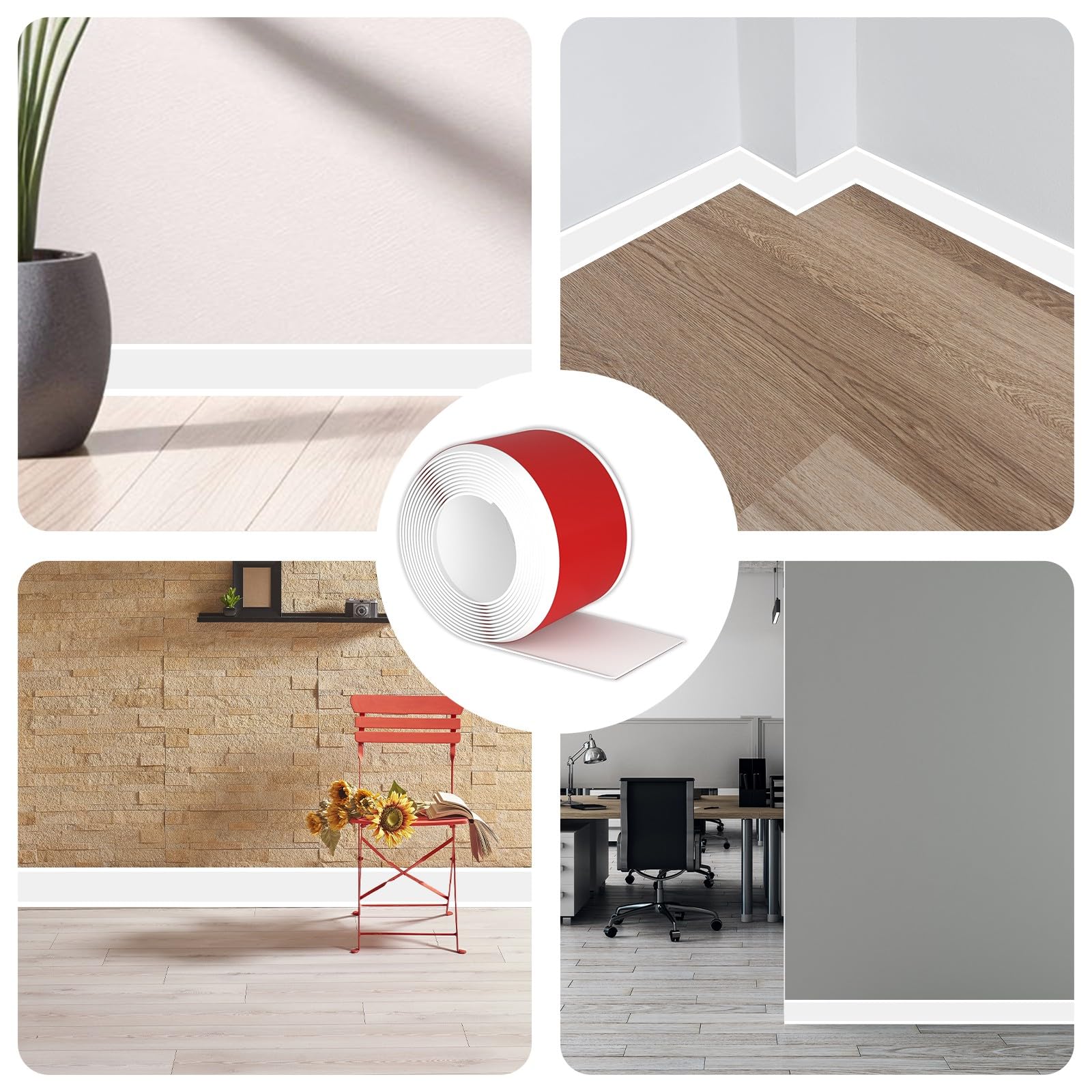 Rodapies Autoadhesivo Ancho Flexible Blanco 100x20mm 6M Pvc Zocalo