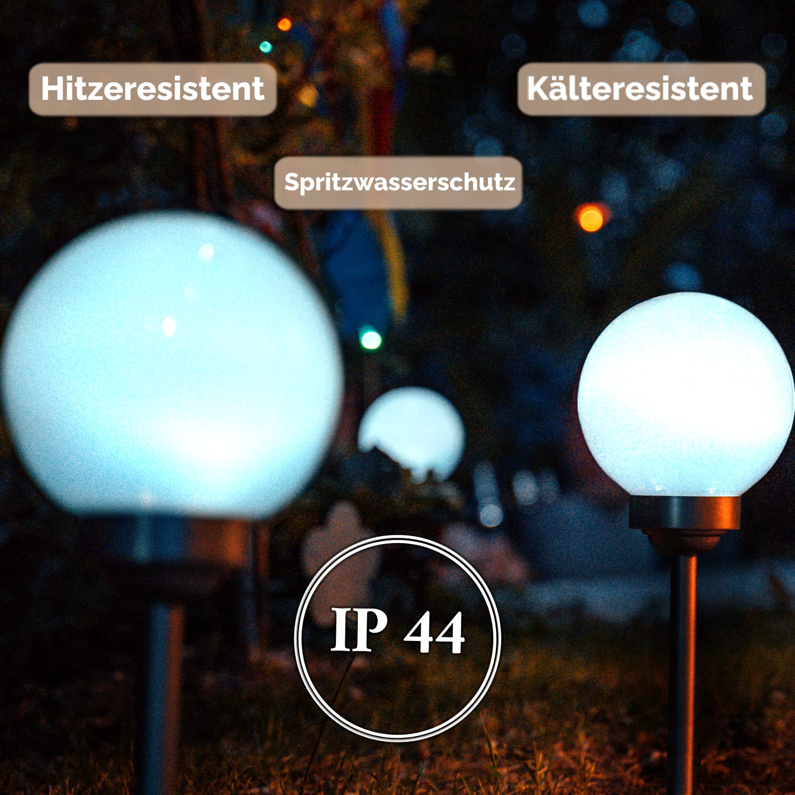 1 sfera solare per il giardino, sfera luminosa, a energia solare, sensore crepuscolare, lampada da giardino, lampada da esterni, lampada a stelo a LED, IP44, luce bianca fredda, 6500 K, con