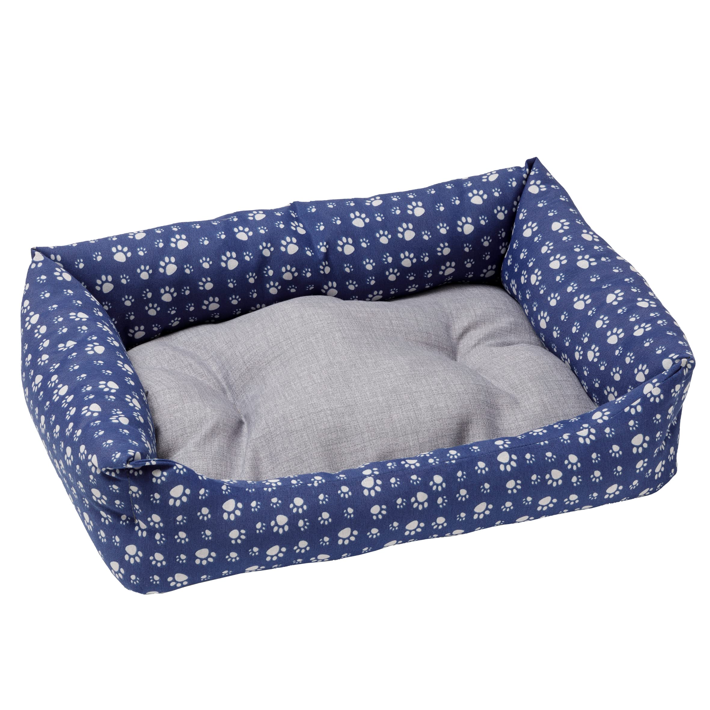 Baroni Home Cuccia per Cane in tessuto Taglia, Morbido Divano per Cani, Comodo, per Camera da Letto Salotto Corridoio, Lavabile (60x70 cm, Grigio e Zampine)