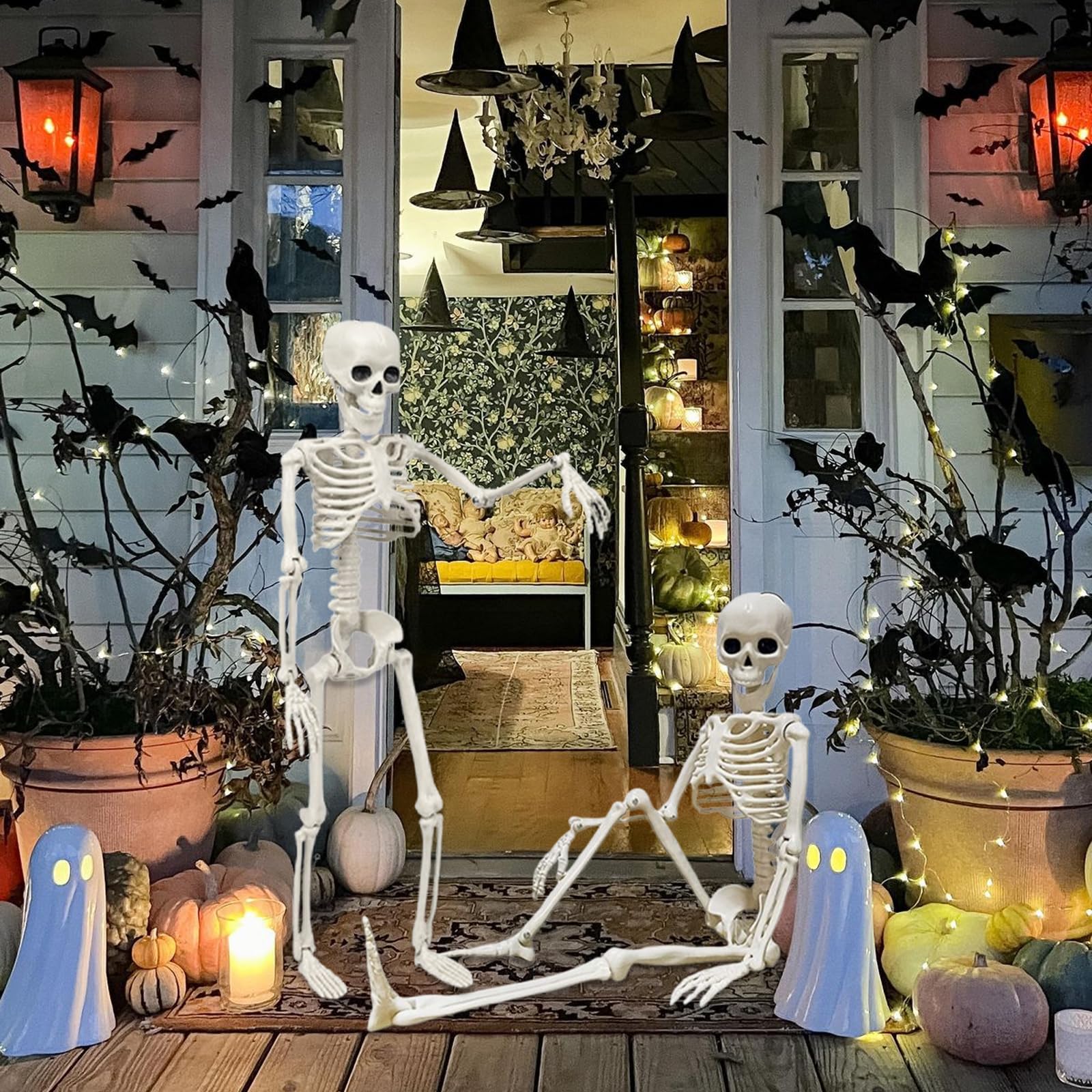 Snapklik.com : Merkaunis 18 Pcs Realistic Skeleton Decorations, Outdoor