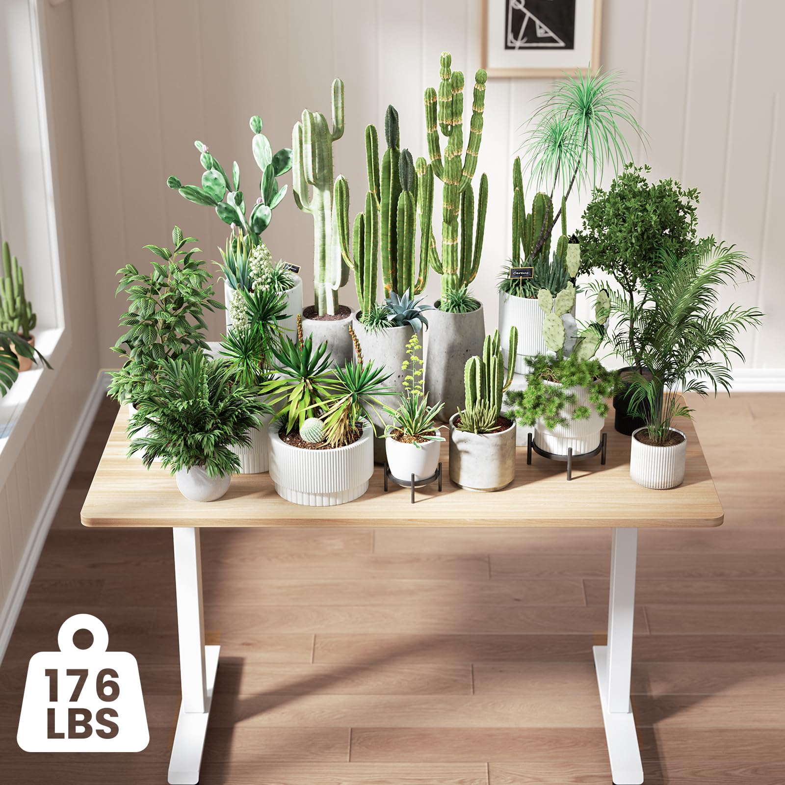 Veken 55 Inch Large Electric Standing Desk 4 Memory Heights Adjustable Sit to Stand Up Work Home Office — view 6