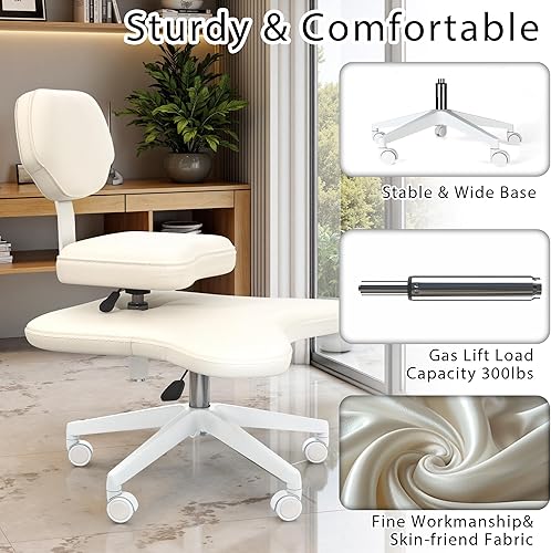 Miniatura 6 de Silla de oficina con ruedas cruzadas, escritorio entrecruzado, meditación en casa, yoga, TDAH, ergonómica, arrodillada, con soporte lumbar y