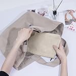 MAANGE Cosmetic Bags for Women Small Makeup Bag for Purse Corduroy Makeup Pouch Travel Makeup Bag with Metal Zipper Make Up Bag (Beige)