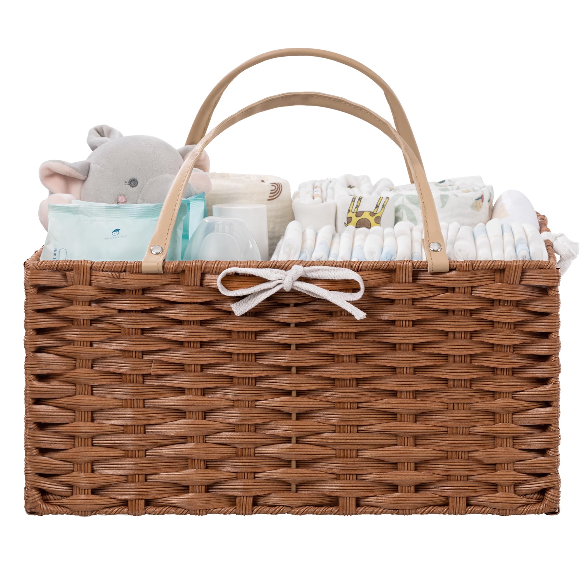 Panier à couches en osier tissé parfait comme cadeau de fête prénatale