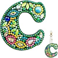 Vista 8 de YOYA Llaveros de pintura de diamantes de doble cara 5D letras 5D Kit de llaveros de pintura de diamantes de taladro completo para bricolaje, letras