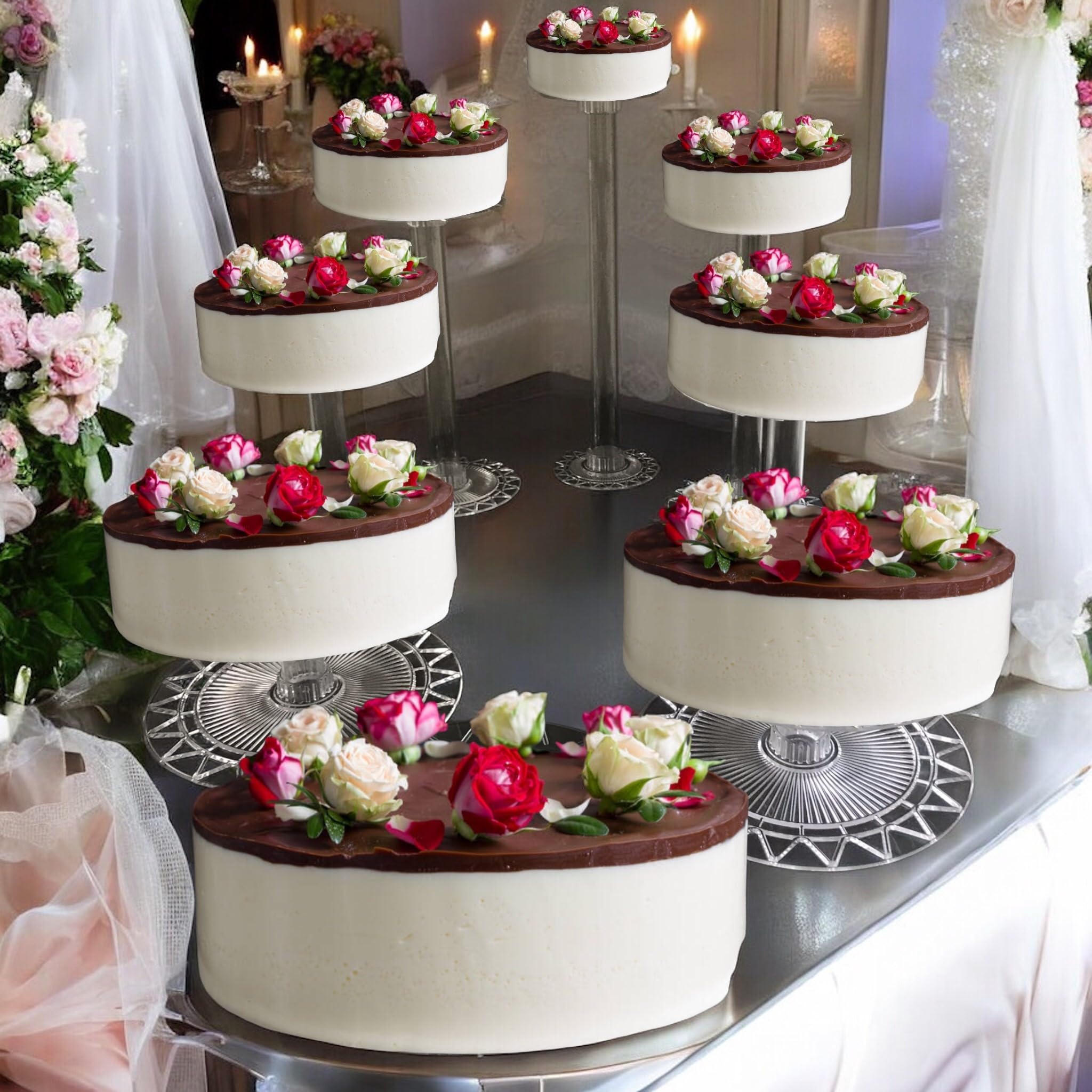 Soporte acrílico para tartas de boda de 8 niveles, multifuncional y versátil de 8 niveles (SKU-EW8TR)